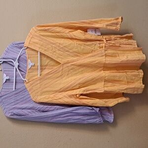 (2) Women's Time and Tru blouses.  NWT.  One is purple, one is yellow.  Size L
